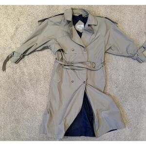 Gallery Woman Trench Coat 16W Beige Long Belted Double Breasted Made in Thailand